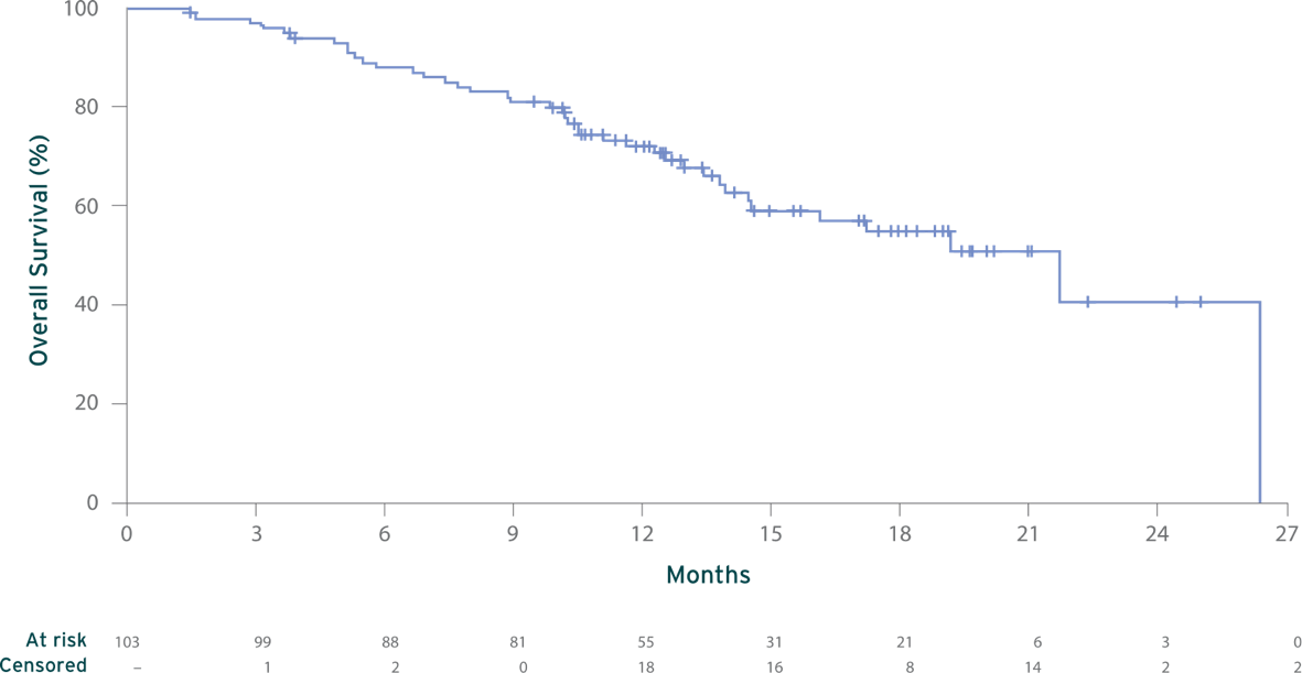 Graph showing estimate of overall survival with LYTGOBI