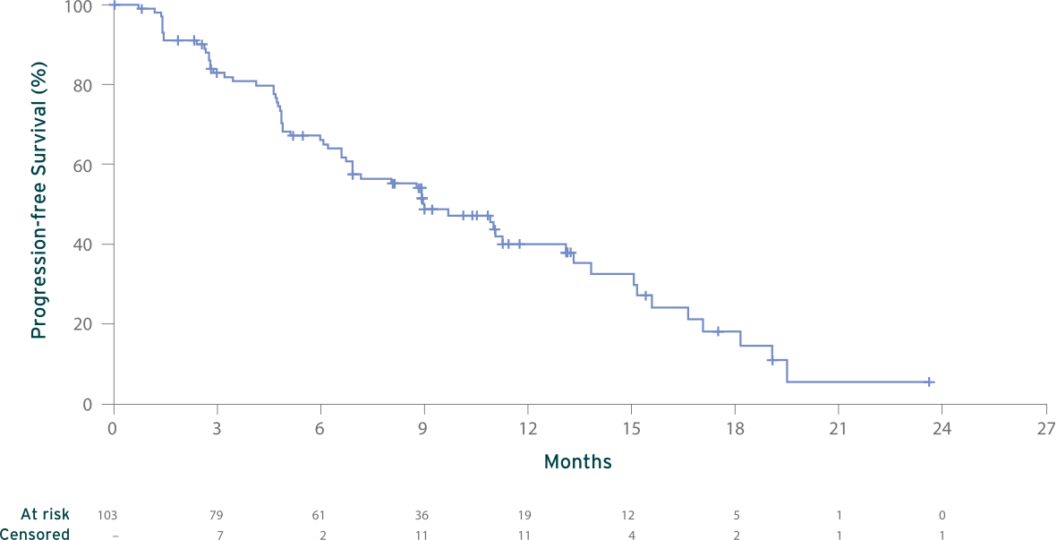 Graph showing estimate of progression-free survival with LYTGOBI